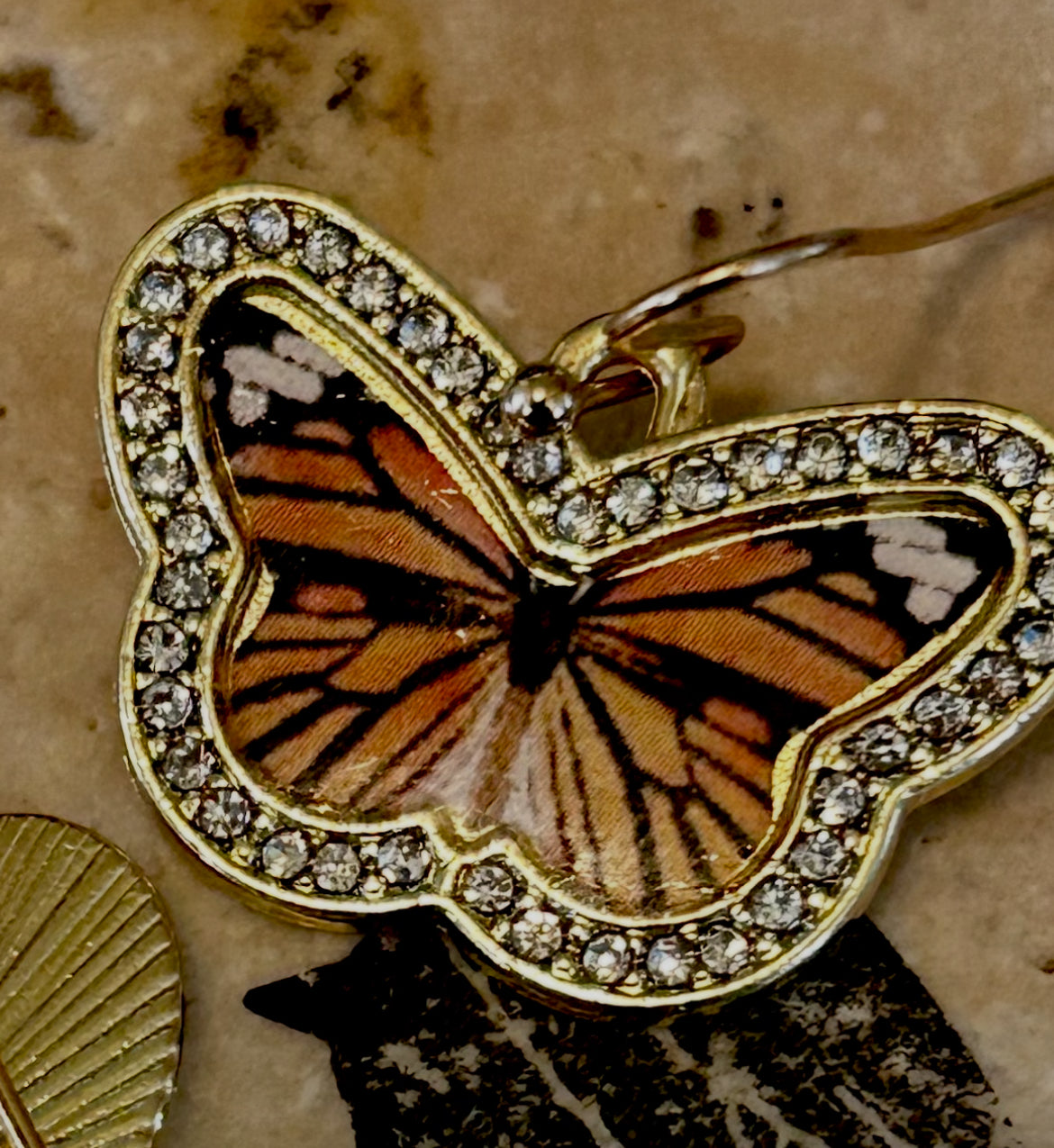 Golden monarch butterfly earrings
