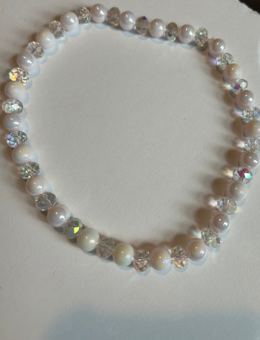 Pink and white choker necklace