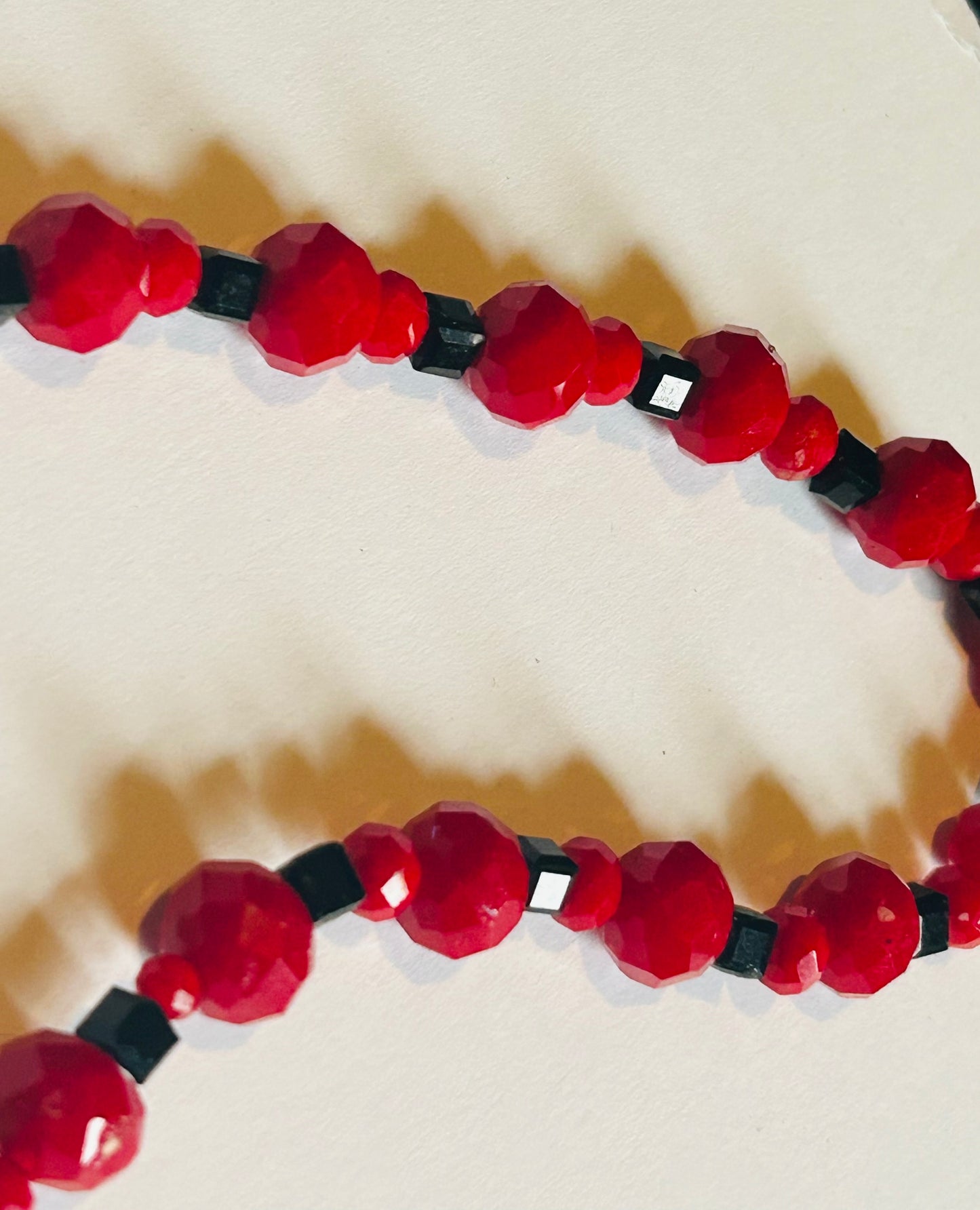 Red and black beaded choker