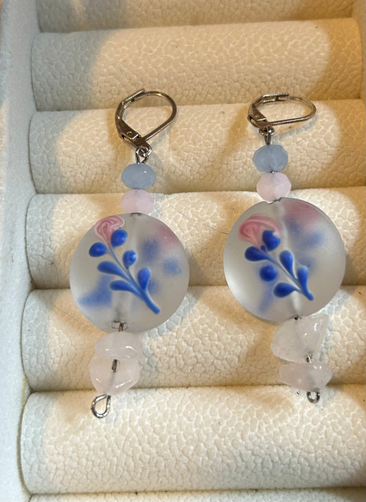 Glass flower earrings