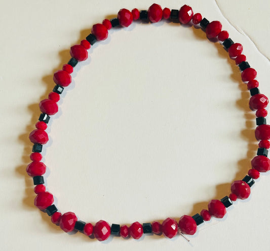 Red and black beaded choker