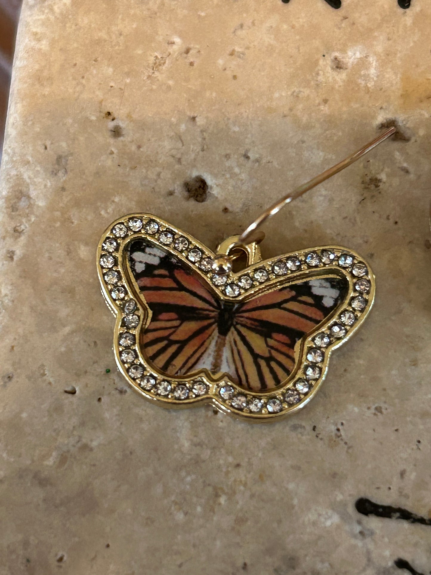 Golden monarch butterfly earrings
