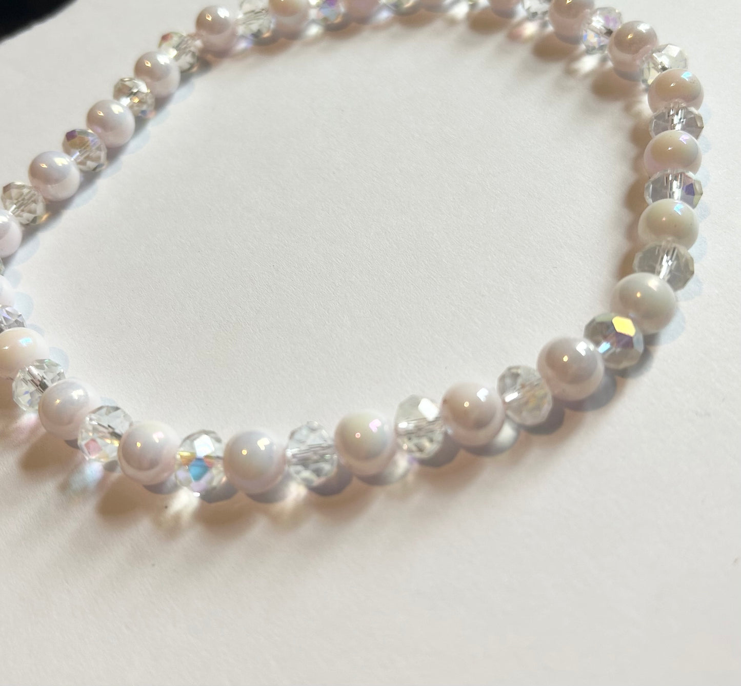 Pink and white choker necklace